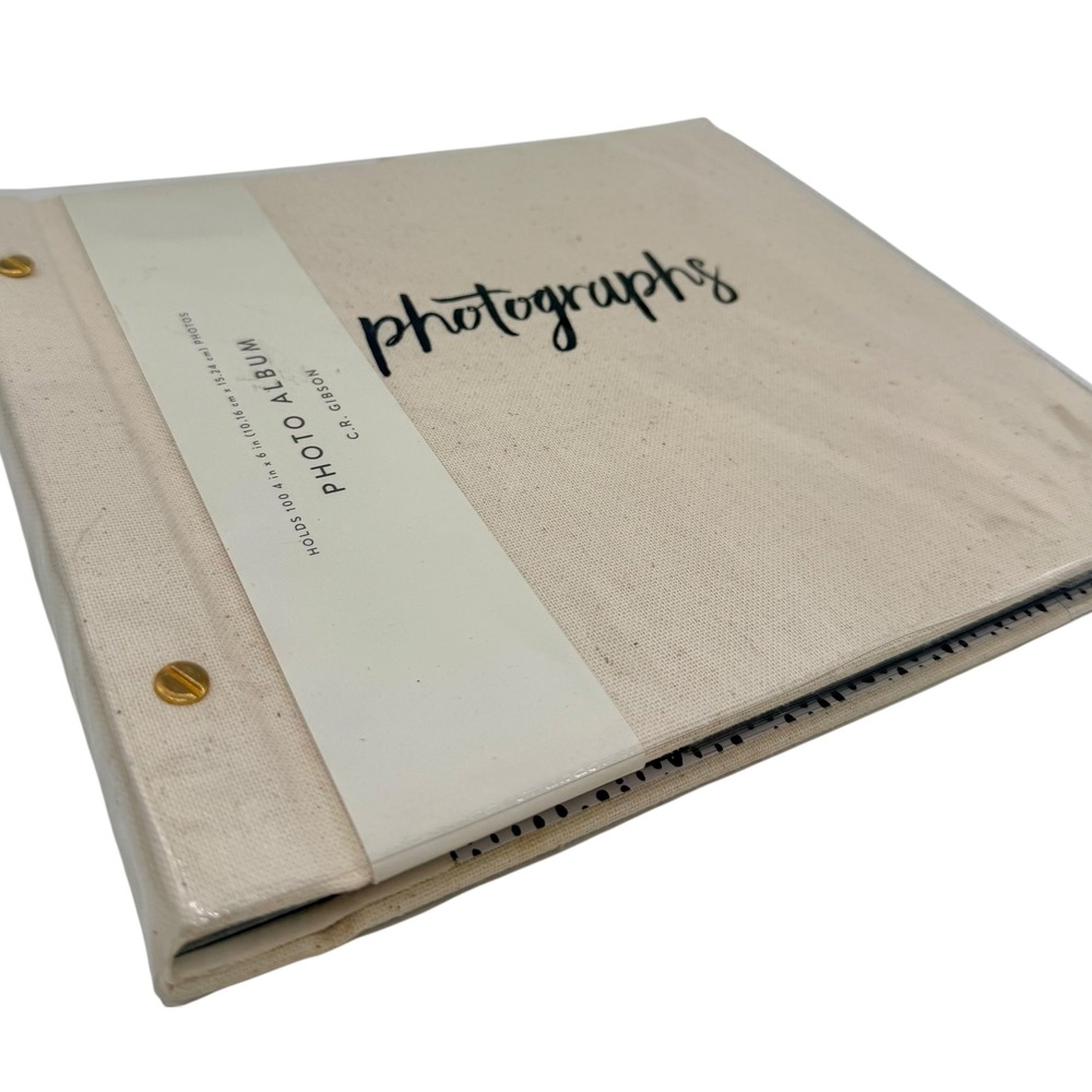 C.R. Gibson Inked Post Bound Photo Album Holds 100 4x6 Photos Canvas New